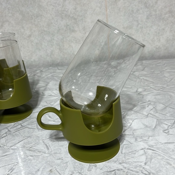 Glass-snap by Corning with avocado green holders set of 6 - Picture 7 of 9